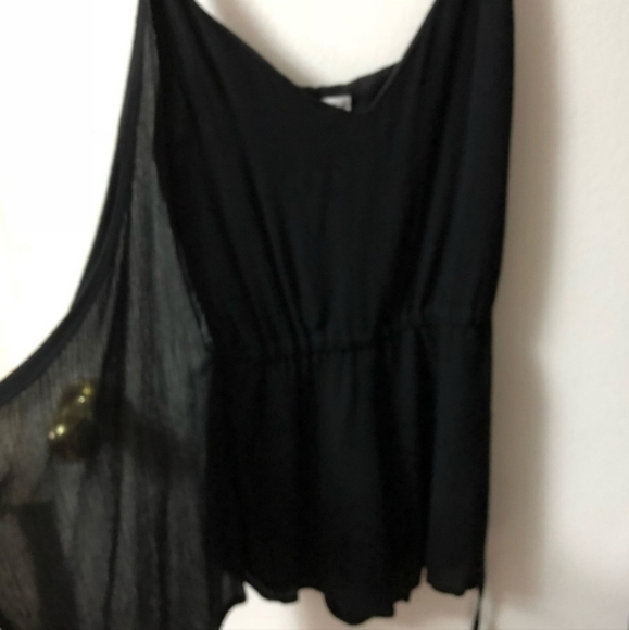 Lucca Black Asymmetrical Wrap Romper Women's Small S Spaghetti Strap Plunge Neck - Picture 5 of 9